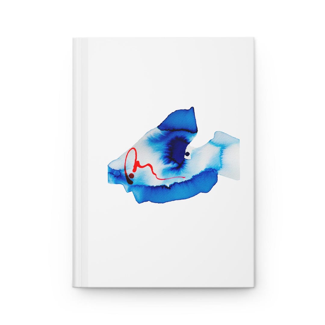 Blue Ink Abstract With Red Line Journal | Hardcover Notebook - Etsy