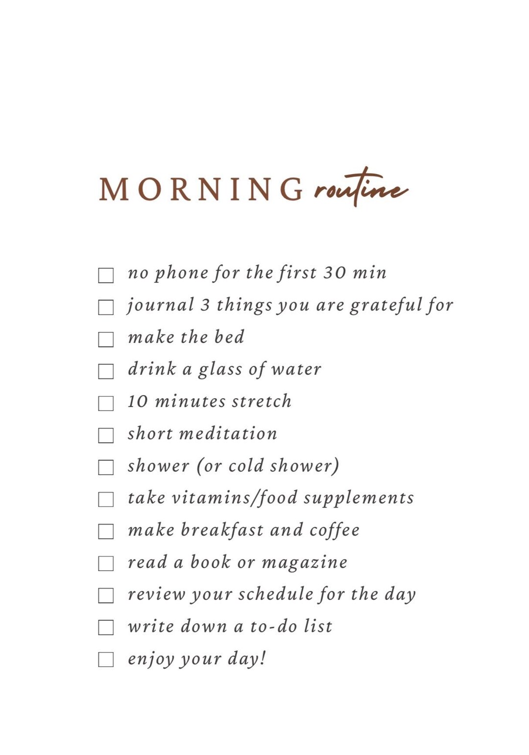 Morning Routine Tick List - Etsy