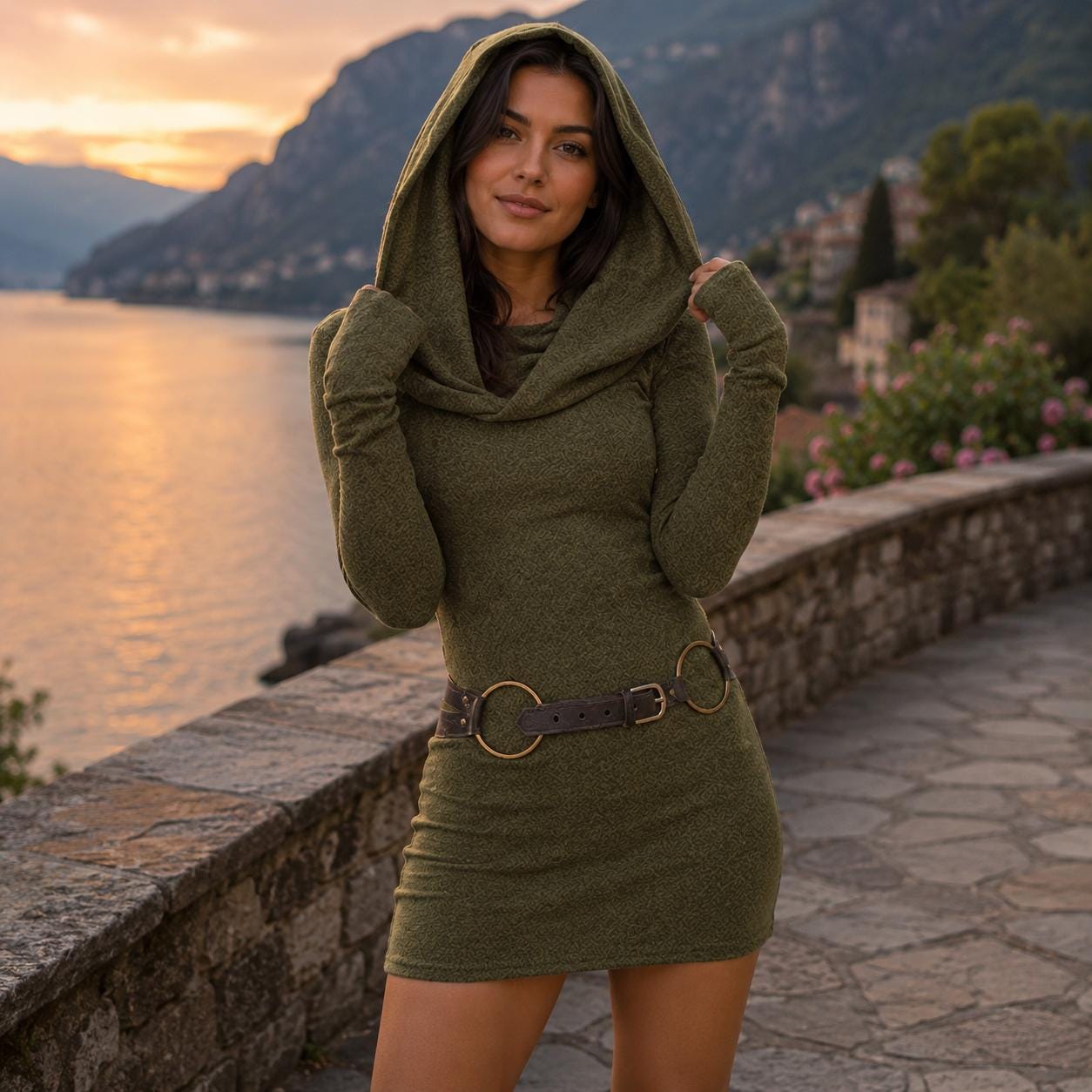 Olive Green Long Sleeve Dress - Etsy