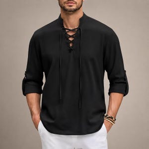Vintage Lace up Shirt Men's - Etsy
