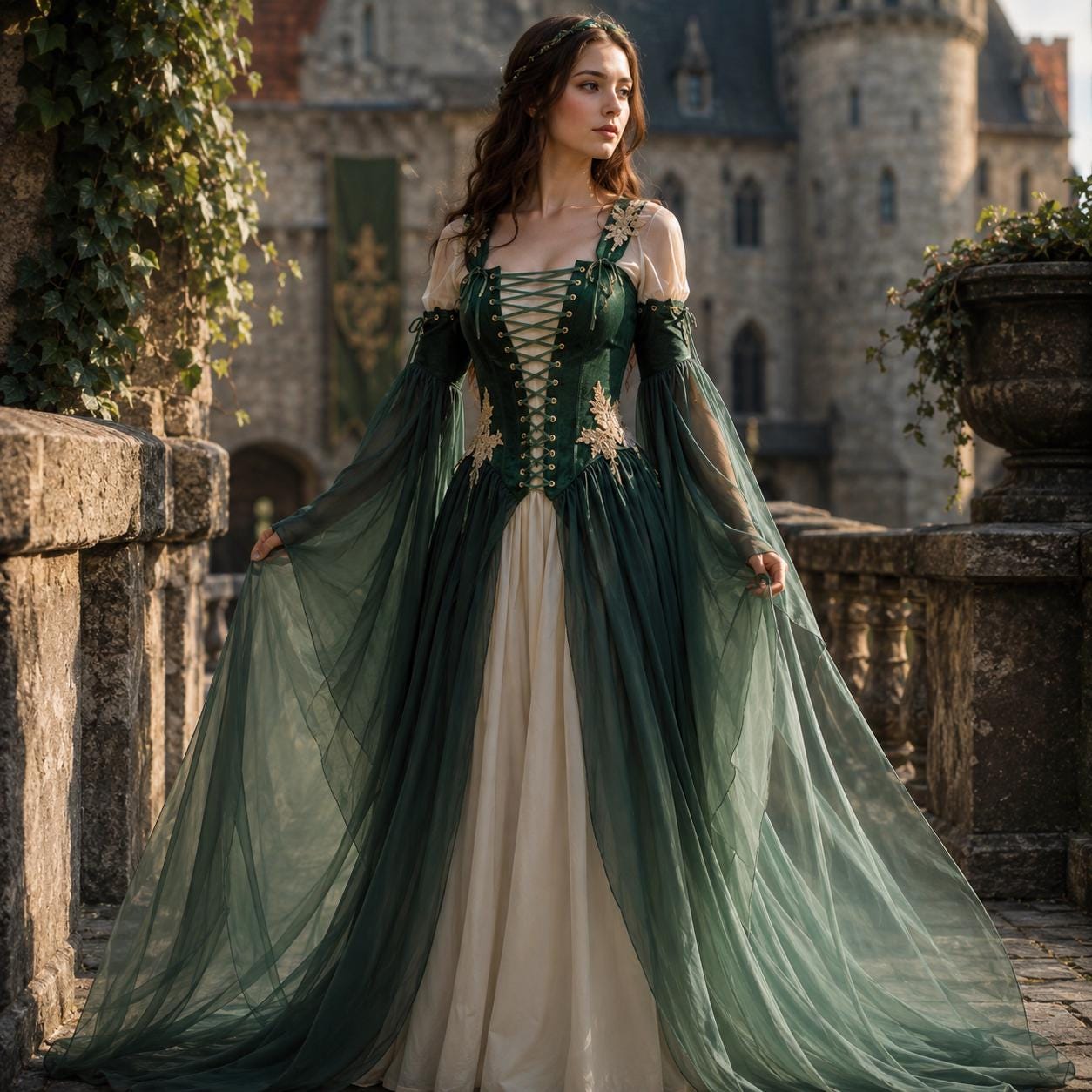 Pagan Wedding Dress Green