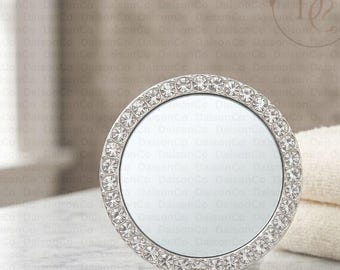 Espejo de maquillaje redondo pequeño, espejo de tocador de pie, regalo para ella, espejo de bolsillo de viaje para mujer, herramienta de belleza