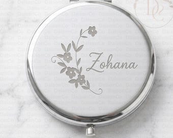 Espejo de bolsillo portátil de mano, espejo compacto de doble cara, espejo de maquillaje para viajes y retoques, espejo personalizado