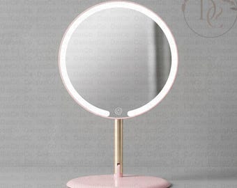 Espejo de maquillaje LED con luz ajustable, espejo de maquillaje de escritorio, espejo de mesa estético,