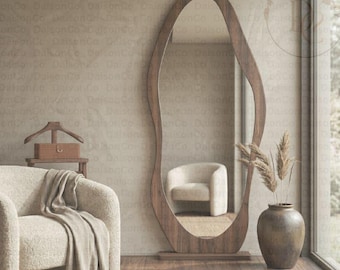 Espejo de pie o de pared, espejo de cuerpo entero, tocador de dormitorio bohemio, espejo de dormitorio minimalista,