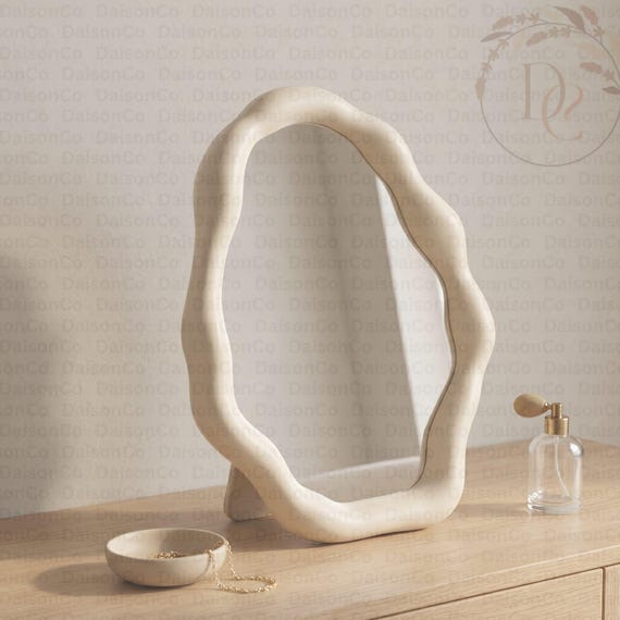 Minimalist Makeup Desk Mirror, Irregular Decorative Makeup Mirror for Vanity, Gift For Her, Organic Mirror