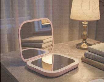 Espejo de bolsillo LED recargable, espejo de maquillaje compacto con luz para viajes, espejo de bolsillo LED con luz,