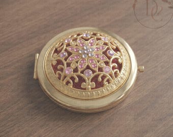 Espejo de maquillaje compacto de doble reflexión, accesorio de aseo personal para viajes, espejo de bolsillo de maquillaje de doble cara, espejo plegable.