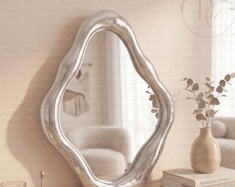 Espejo de maquillaje decorativo irregular para tocador, espejo de escritorio minimalista, regalo para ella, espejo orgánico.