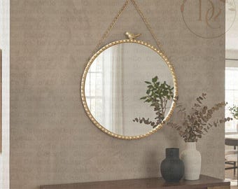 Gold Gift Mirror, Modern Bathroom Vanity, Makeup Mirror For LivingRoom, Hanging Mirror With Gold Frame, Luxury Wall Decor For Bathroom,
