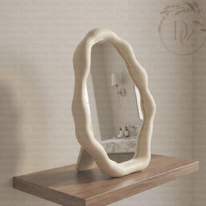 Minimalist Makeup Desk Mirror, Irregular Decorative Makeup Mirror for Vanity, Gift For Her, Organic Mirror 画像 2
