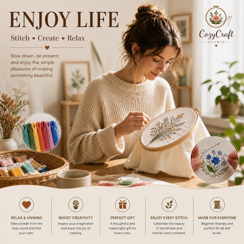 Koi Fish Embroidery Kit for Beginners - Japanese Zen DIY Needlework ...