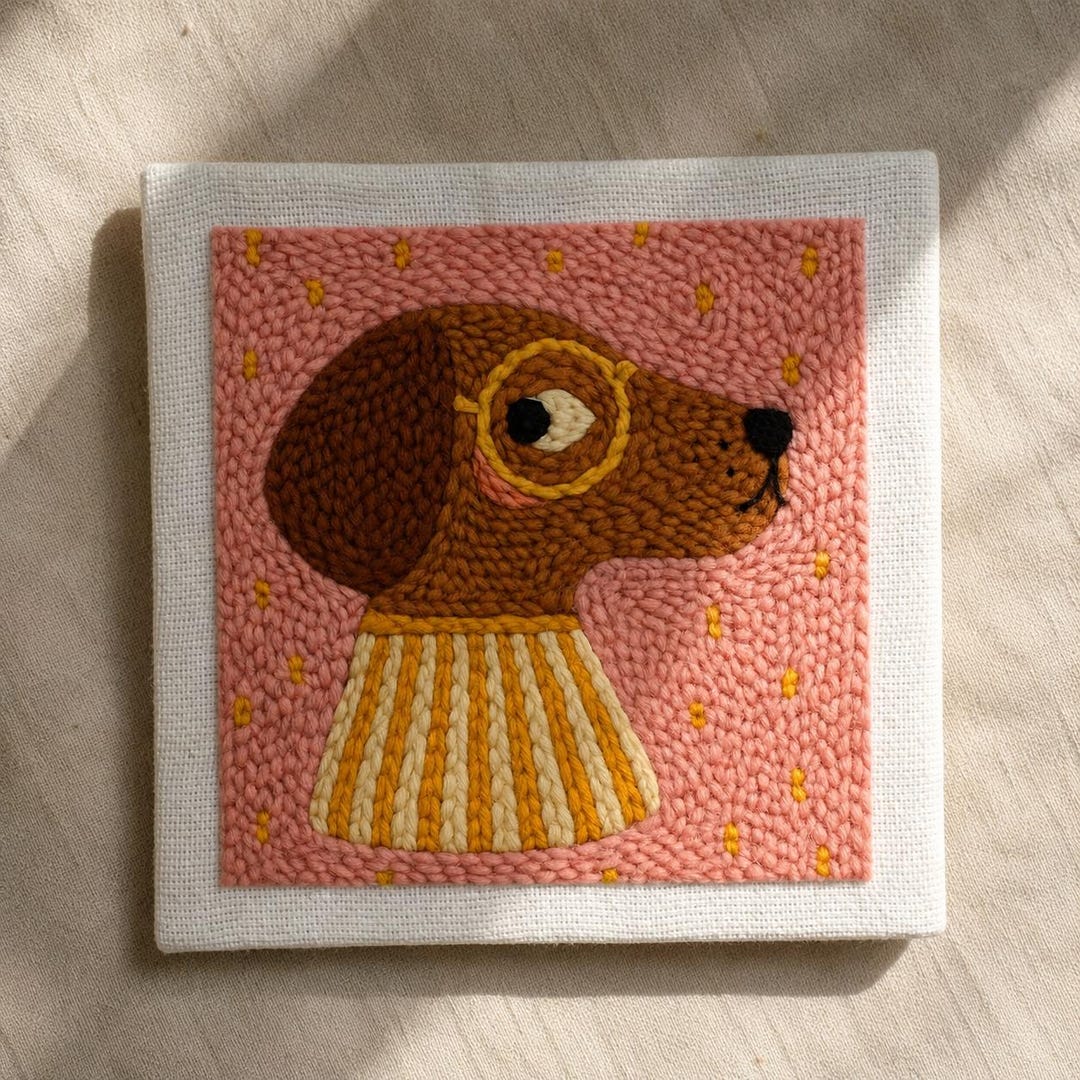 Cute Dog Punch Needle Embroidery Kit 25x25cm DIY Puppy Wall Decor for ...