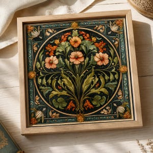 Korsstygnskit med blommotiv i jugendstil | Vintage botanisk DIY-broderi | Handarbete i William Morris-stil med heminredning, present