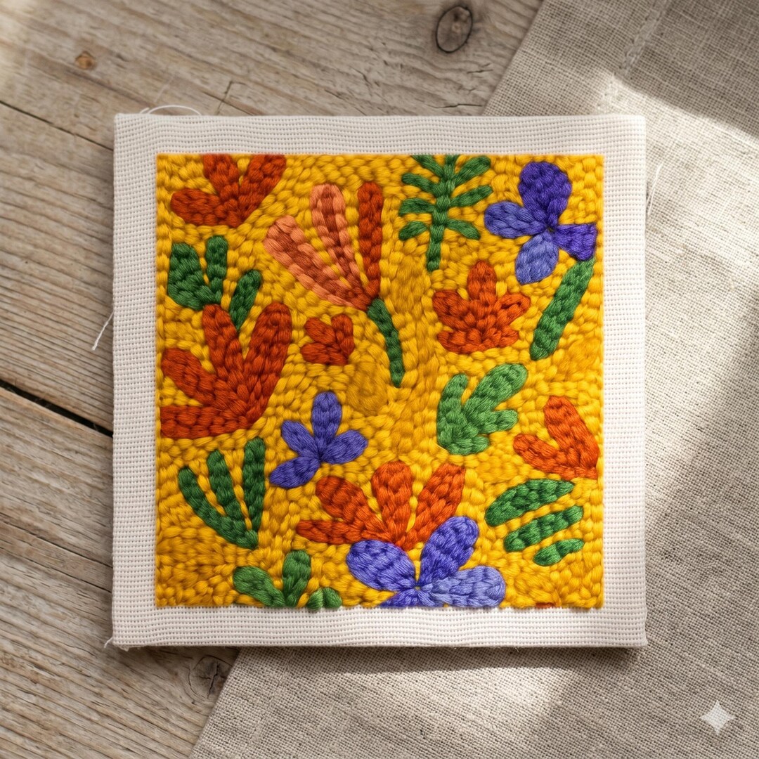 Punch Needle Embroidery Kit Floral Pattern Beginner DIY With Frame ...