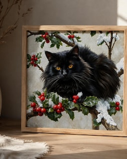 Black Cat Christmas Holly Cross Stitch Kit | DIY Embroidery Pattern Winter Animal Wall Decor Gift 40x40cm By CozyCraftStudio64 Made by CozyCraftStudio64 Shop owned by Luis 4 months on Etsy
