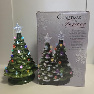 Christmas is forever ceramic Christmas tree with multicolor LED lights