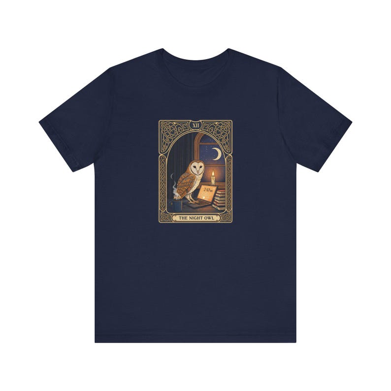 The Night Owl Tarot Graphic Tee - Funny Graphic Gift afbeelding 3