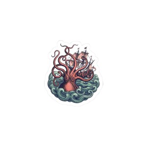 Kraken Sticker - Vintage Sea Monster Engraving Kiss-Cut Sticker, Nautical Gift image 10