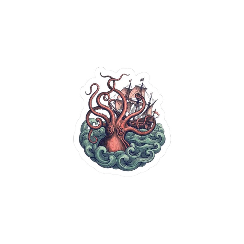 Kraken Sticker - Vintage Sea Monster Engraving Kiss-Cut Sticker, Nautical Gift image 10