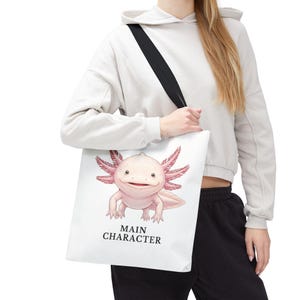 Main Character Energy Axolotl Tote Bag - Cute Animal Confidence Gift image 15