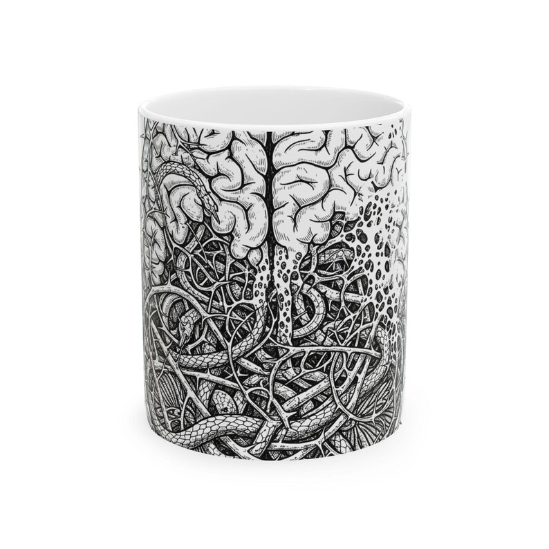 Taza de cerámica con la frase "El miedo es el mal uso de la imaginación" - Regalo con cita de arte oscuro imagen 1