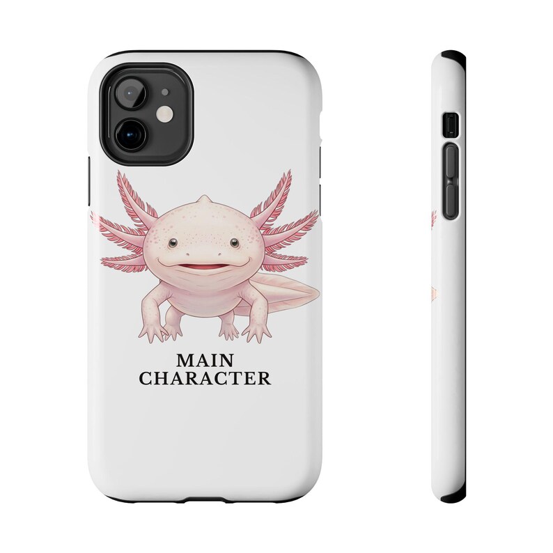 Coque de téléphone Axolotl – Personnage principal Énergie, accessoire amphibien rose image 1