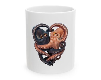 Octopus Yin Yang Ceramic Mug - Ocean Lover Cephalopod Gift