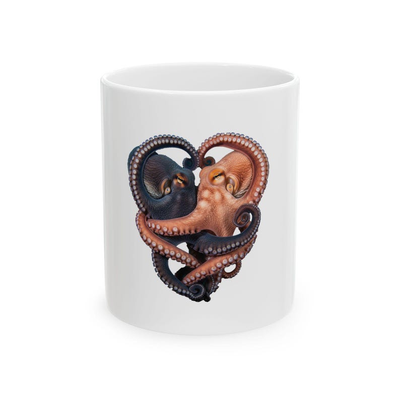 Octopus Yin Yang Ceramic Mug - Ocean Lover Cephalopod Gift image 1