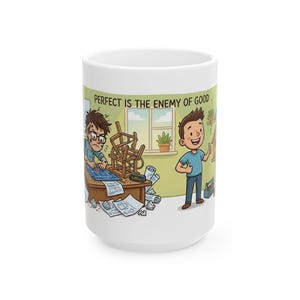 Keramische mok Perfect Is the Enemy of Good - grappig productiviteitscitaat cadeau afbeelding 2
