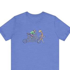 Tandem Bike Animal Friends Graphic Tee - Funny Cycling Animal Gift image 1