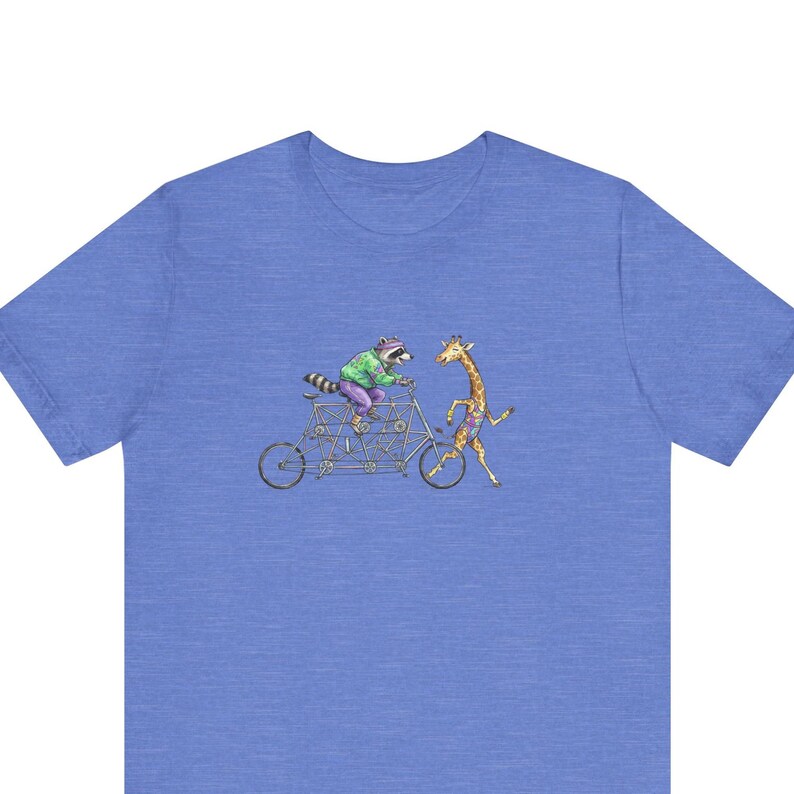 Tandem Bike Animal Friends Graphic Tee - Funny Cycling Animal Gift image 1