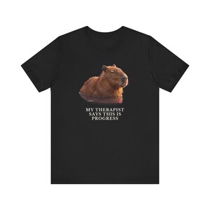 My Therapist Calls This Progress Shirt, Funny Capybara Tee, Therapy Humor Gift, Mental Health Meme Graphic T-Shirt, Self Care image 8
