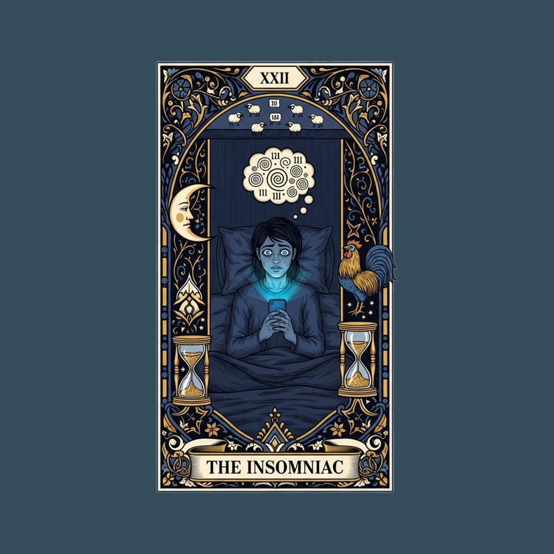The Insomniac Tarot Card Graphic Tee - Night Owl Witchy Gift image 2