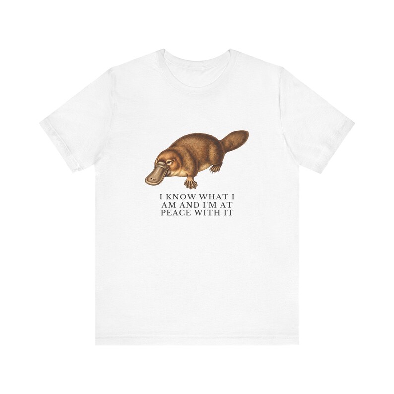 Peace With It Platypus Shirt, Funny Platypus Tee, Self Acceptance Gift, Weird Animal Humor Graphic T-Shirt, Nature Lover image 4