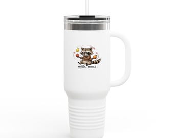Vaso térmico de viaje Mills Mess con mapache malabarista - Divertido regalo de animal malabarista