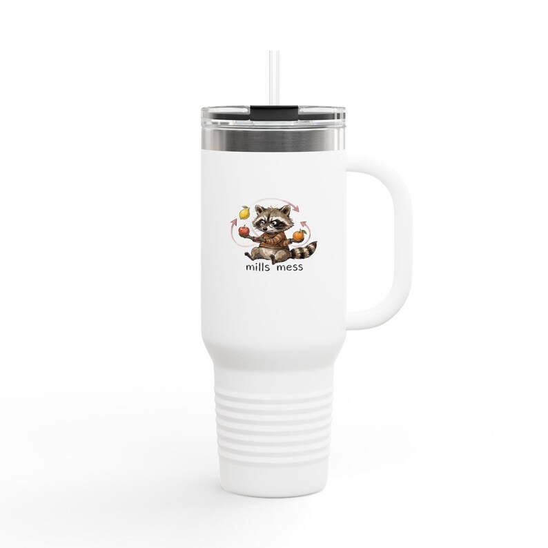 Mills Mess Raccoon Juggler Travel Tumbler - Funny Juggling Animal Gift image 1