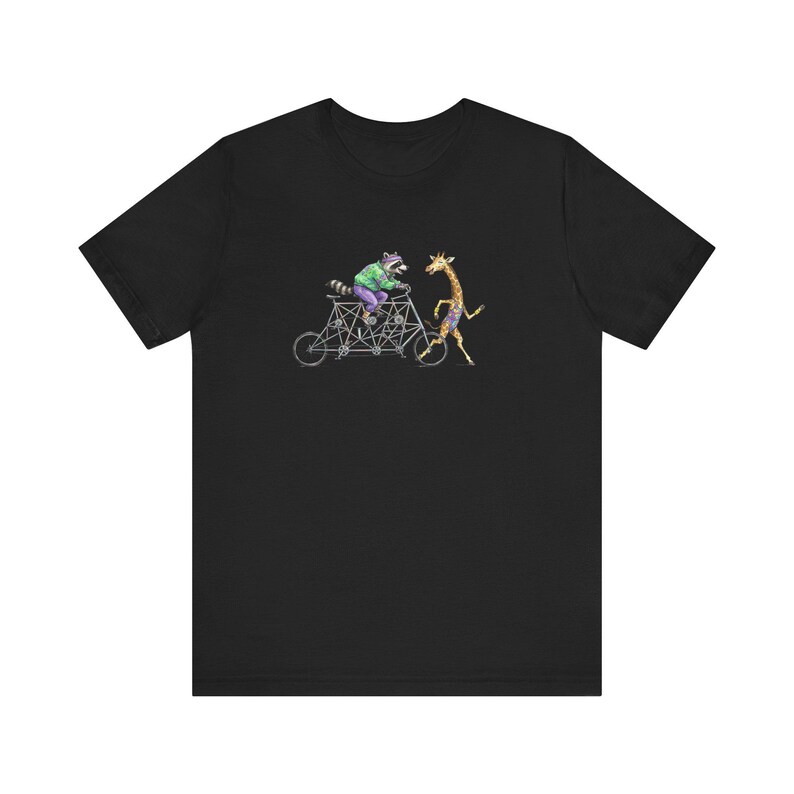 Tandem Bike Animal Friends Graphic Tee - Funny Cycling Animal Gift image 9