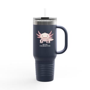 Vaso de viaje con diseño de ajolote – Vaso rosa con diseño de anfibio que transmite confianza. imagen 8
