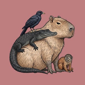 Camiseta estampada "Capibara With Friends" - Regalo de animales para relajarse al máximo imagen 2