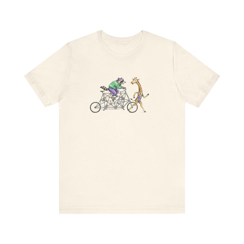Tandem Bike Animal Friends Graphic Tee - Funny Cycling Animal Gift image 10