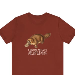 Peace With It Platypus Shirt, Funny Platypus Tee, Self Acceptance Gift, Weird Animal Humor Graphic T-Shirt, Nature Lover image 1