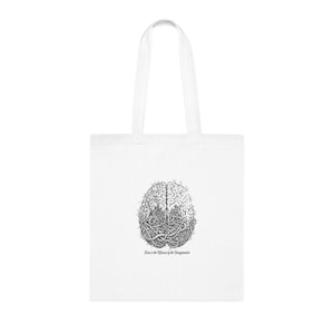 Fear Is the Misuse of the Imagination Tote Bag - Dark Art Quote Gift image 1