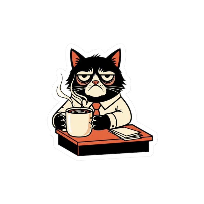 Don't Bother Me Cat Sticker - Grumpy Office Cat Gift image 10