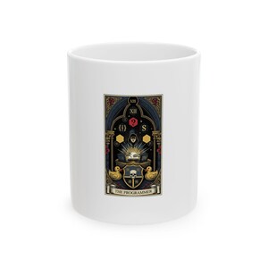 The Programmer Tarot Card Ceramic Mug - Funny Graphic Gift image 1