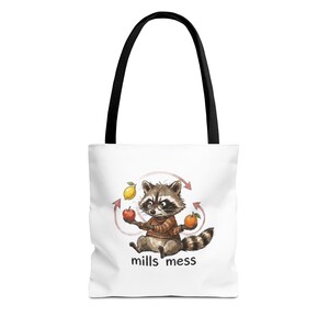 Mills Mess Raccoon Juggler Tote Bag - Funny Juggling Animal Gift image 1