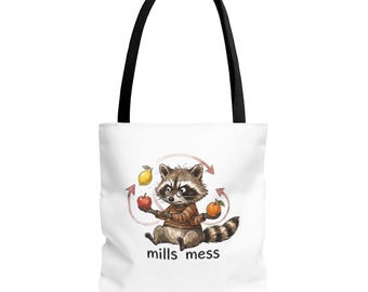 Bolso de mano Mills Mess con diseño de mapache malabarista - Divertido regalo de animales malabaristas