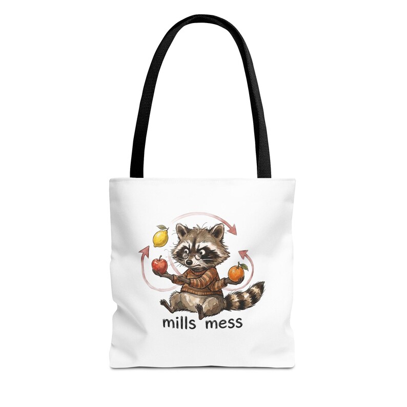 Mills Mess Raccoon Juggler Tote Bag - Funny Juggling Animal Gift image 1