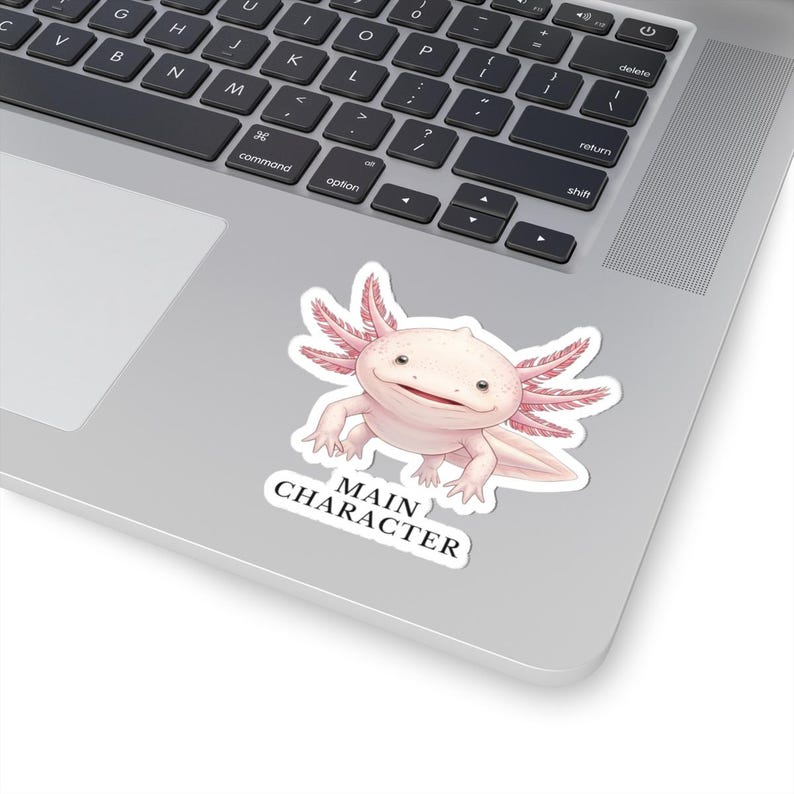 Main Character Axolotl Sticker – Smiling Pink Animal Confidence Gift image 17