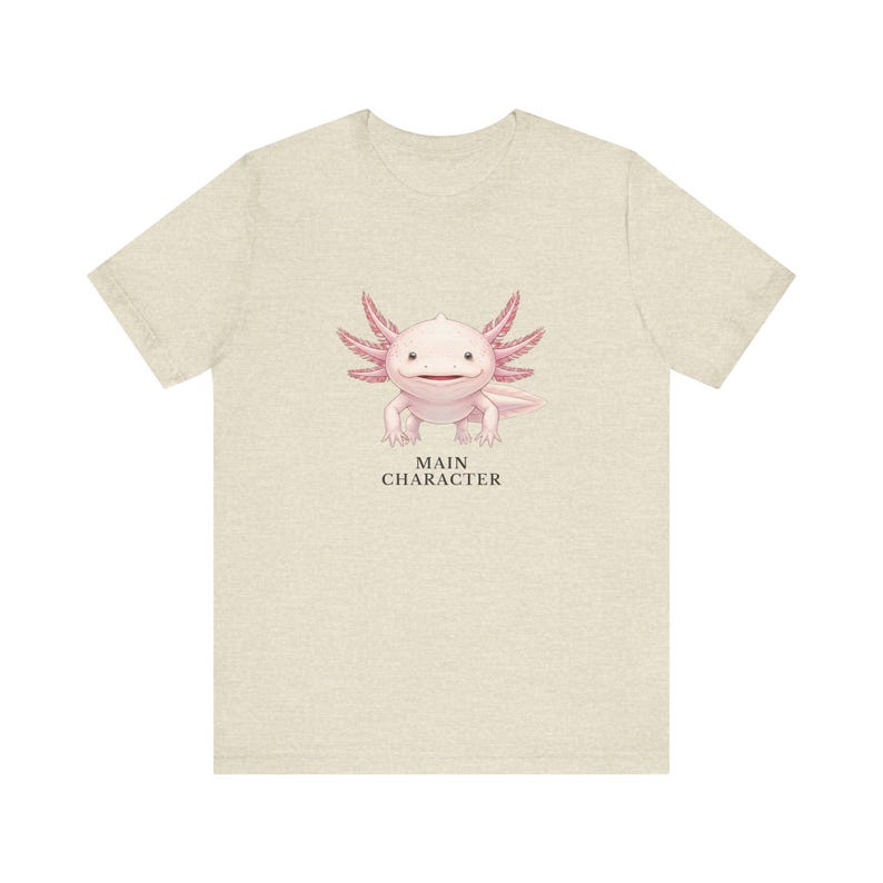 Camiseta con estampado de ajolote, personaje principal – Camiseta rosa con mensaje de confianza anfibia imagen 7